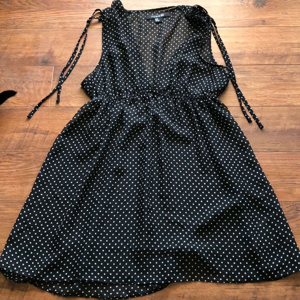 Sheer black and white polka dot tunic